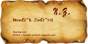 Novák Zoárd névjegykártya