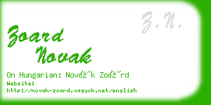 zoard novak business card